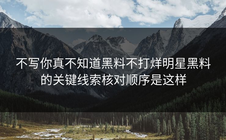 不写你真不知道黑料不打烊明星黑料的关键线索核对顺序是这样 不写你真不知道黑料不打烊明星黑料的关键线索核对顺序是这样