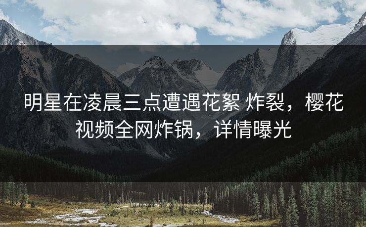 明星在凌晨三点遭遇花絮 炸裂，樱花视频全网炸锅，详情曝光